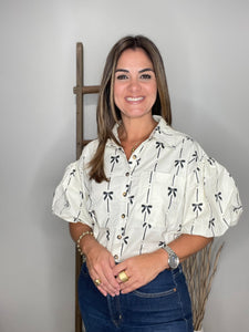 Bow Ribbon Print Shirt
