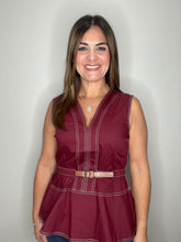 Cargar imagen en el visor de la galería, V-Neck Belted Peplum Top
