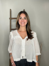 Cargar imagen en el visor de la galería, Lace Trim V-Neck Blouse

