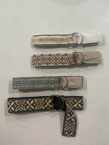 Embroidered belt with silver buckle