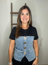 Cargar imagen en el visor de la galería, Denim Color Block T Shirt
