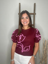 Cargar imagen en el visor de la galería, Floral motif knit pullover
