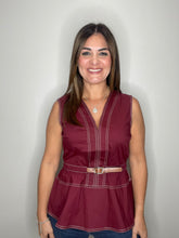 Cargar imagen en el visor de la galería, V-Neck Belted Peplum Top
