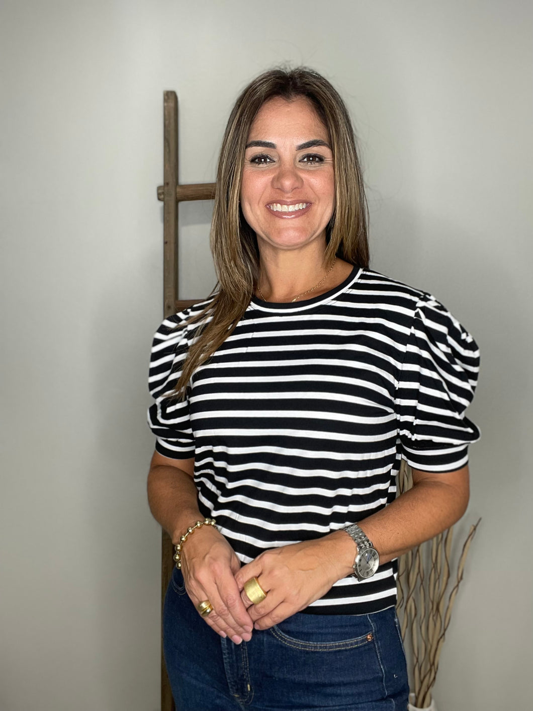 Princess Sleeve Stripe Top