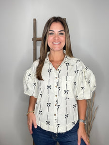 Bow Ribbon Print Shirt