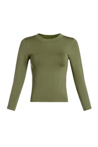 Crew neck long-sleeved top