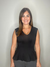 Cargar imagen en el visor de la galería, Solid Sleeveless V Neckline Peplum Top
