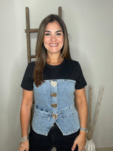 Cargar imagen en el visor de la galería, Denim Color Block T Shirt
