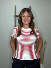Cargar imagen en el visor de la galería, Striped Ribbed Crew Neck Knit Top
