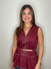 Cargar imagen en el visor de la galería, V-Neck Belted Peplum Top
