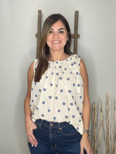 Cargar imagen en el visor de la galería, POLKA DOT TIE-SHOULDER SLEEVELESS BLOUSE

