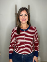 Cargar imagen en el visor de la galería, Stripe pattern long sleeve cardigan
