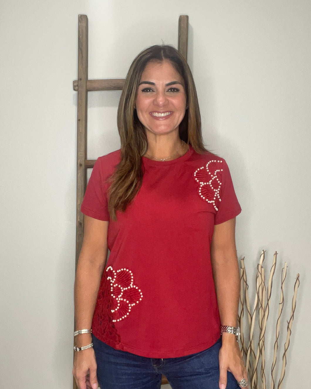 Wine Embellished Tee