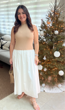 Cargar imagen en el visor de la galería, SWEATER MIX POPLIN MIDI DRESS - Taupe
