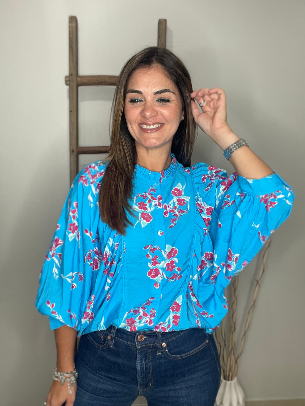 Floral Dolman Sleeve Blouse