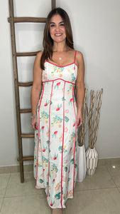 Maxi Strap Dress With Vintage Print