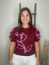 Cargar imagen en el visor de la galería, Floral motif knit pullover
