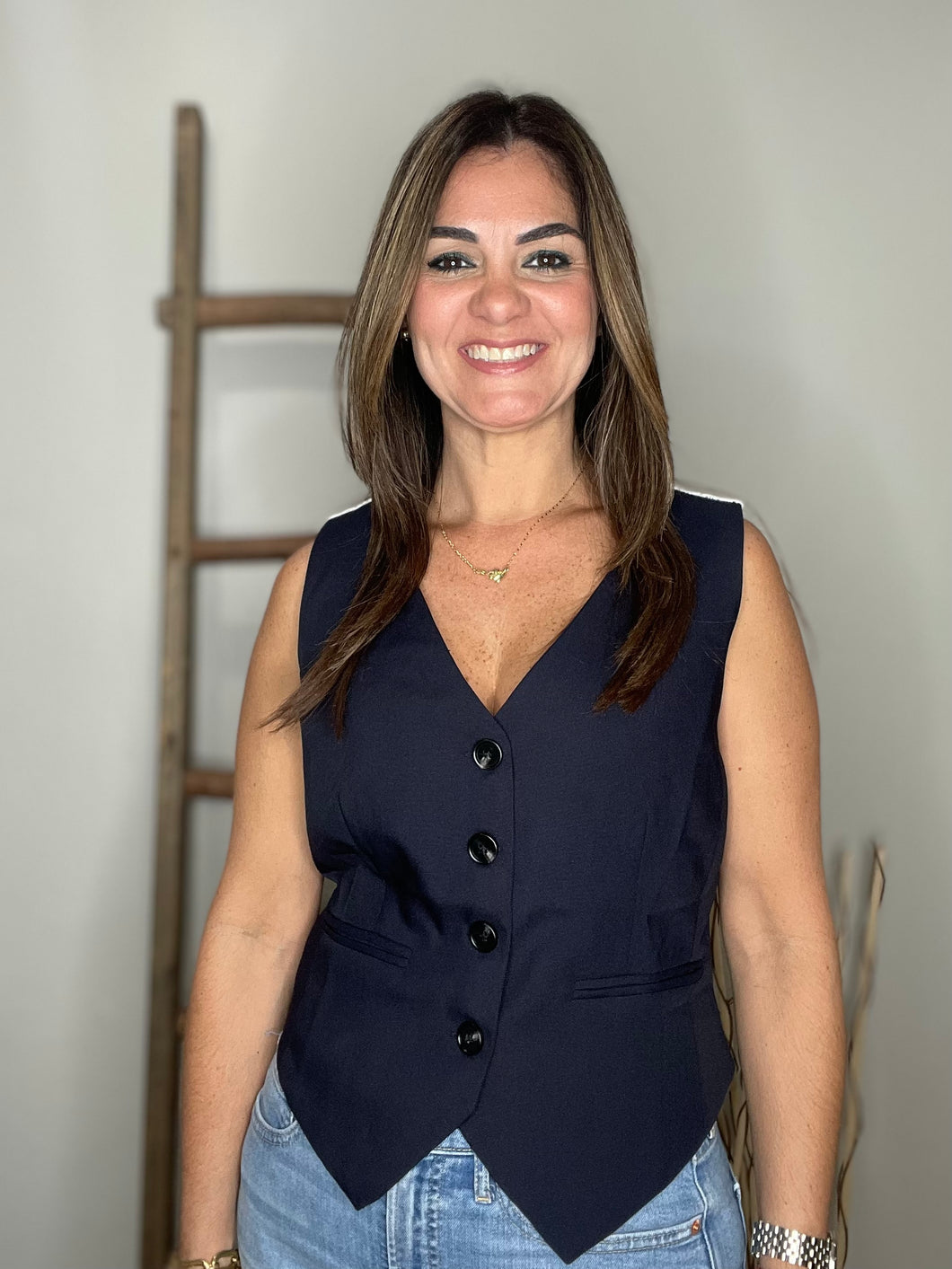 Woven Vest With Contrast Crochet Back