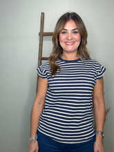 Cargar imagen en el visor de la galería, Striped Cap Sleeve Relaxed Everyday Tee
