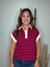 Cargar imagen en el visor de la galería, Stripe print short sleeve top
