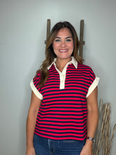 Cargar imagen en el visor de la galería, Stripe print short sleeve top
