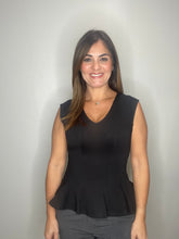 Cargar imagen en el visor de la galería, Solid Sleeveless V Neckline Peplum Top
