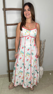 Maxi Strap Dress With Vintage Print