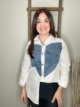 Cargar imagen en el visor de la galería, Denim Patchwork Color-block Shirt
