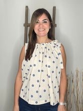 Cargar imagen en el visor de la galería, POLKA DOT TIE-SHOULDER SLEEVELESS BLOUSE
