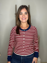 Cargar imagen en el visor de la galería, Stripe pattern long sleeve cardigan
