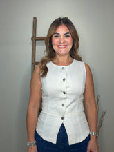 Cargar imagen en el visor de la galería, Button-Front Sleeveless Denim Vest
