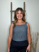 Cargar imagen en el visor de la galería, Square Neck Denim Tank Top with Back Tie Detail
