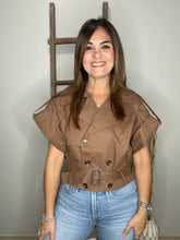 Cargar imagen en el visor de la galería, Short Sleeve Front Cover Belted Jacket
