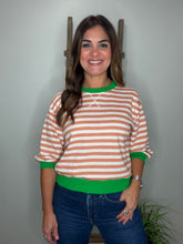 Cargar imagen en el visor de la galería, Striped half sleeve knit top
