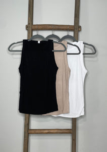 SOFT RIBBED TIGHT CREW NECK TANK TOP