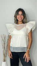 Cargar imagen en el visor de la galería, ORGANZA RUFFLE SHOULDER TOP BLOUSE
